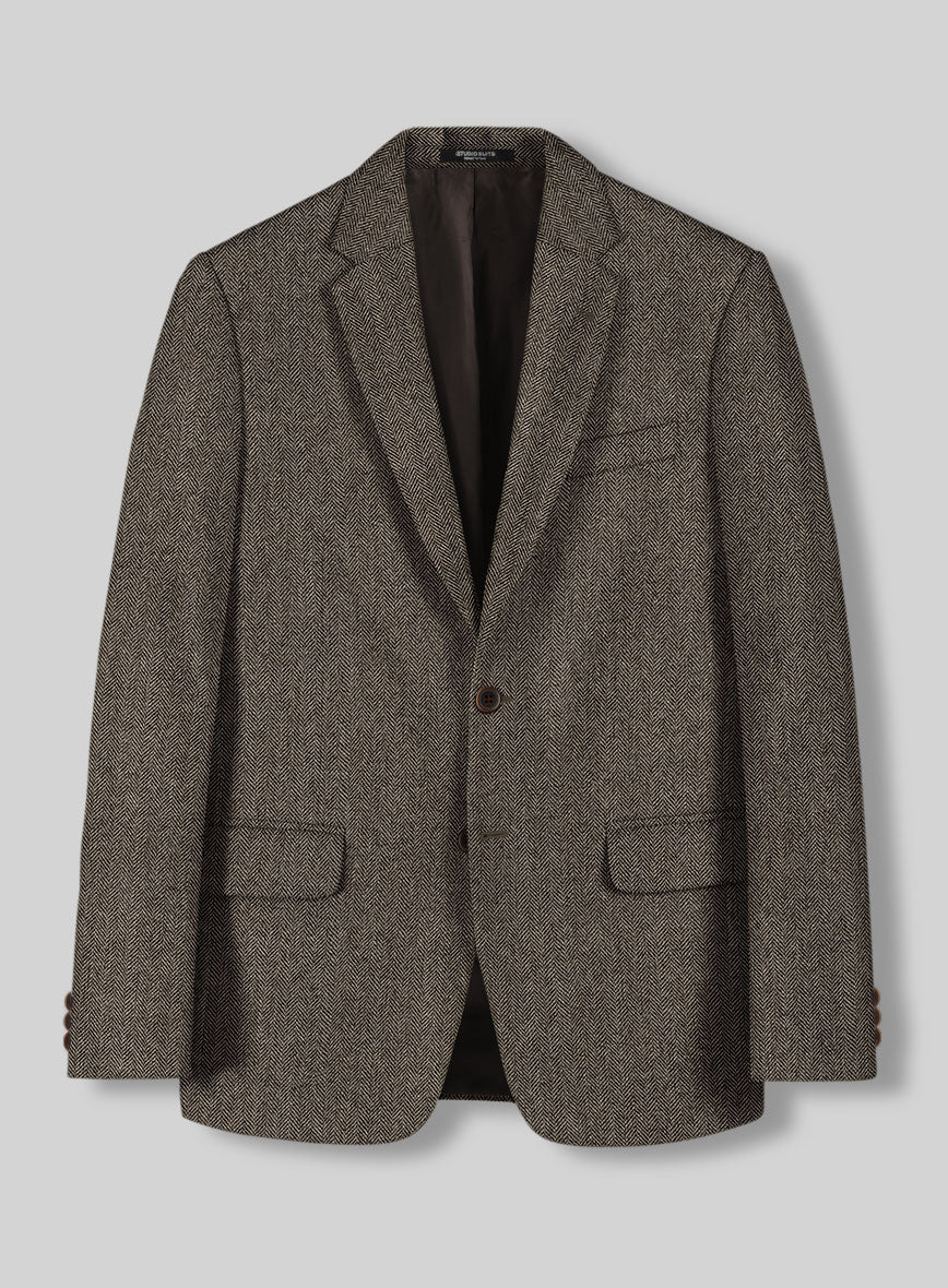 Vintage Dark Brown Herringbone Tweed Suit - Image 6