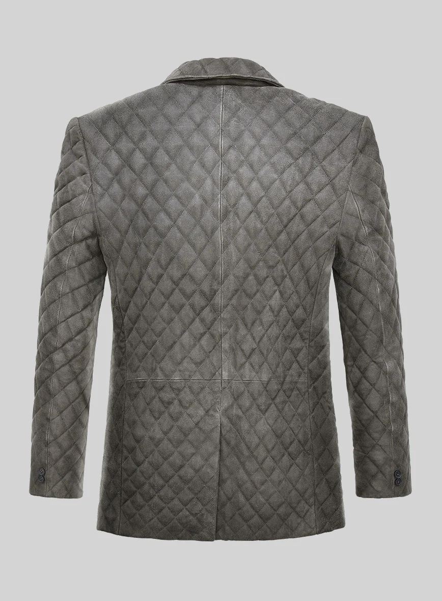 Vintage Dirty Gray Bocelli Quilted Leather Blazer - Image 2