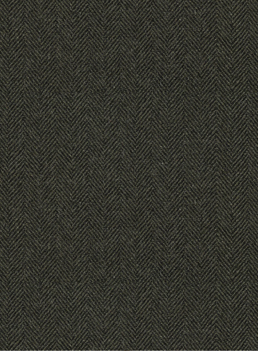 Vintage Flat Green Herringbone Tweed Overcoat - Image 4