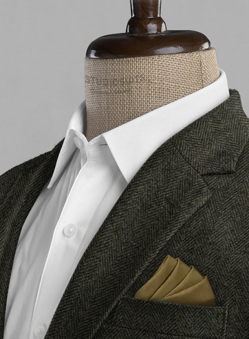 Vintage Flat Green Herringbone Tweed Suit - Image 5