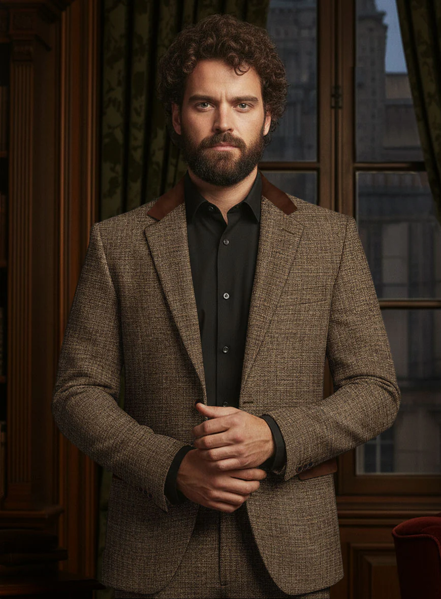 Vintage Glasgow Brown Tweed Suit - Leather Trim - Image 4