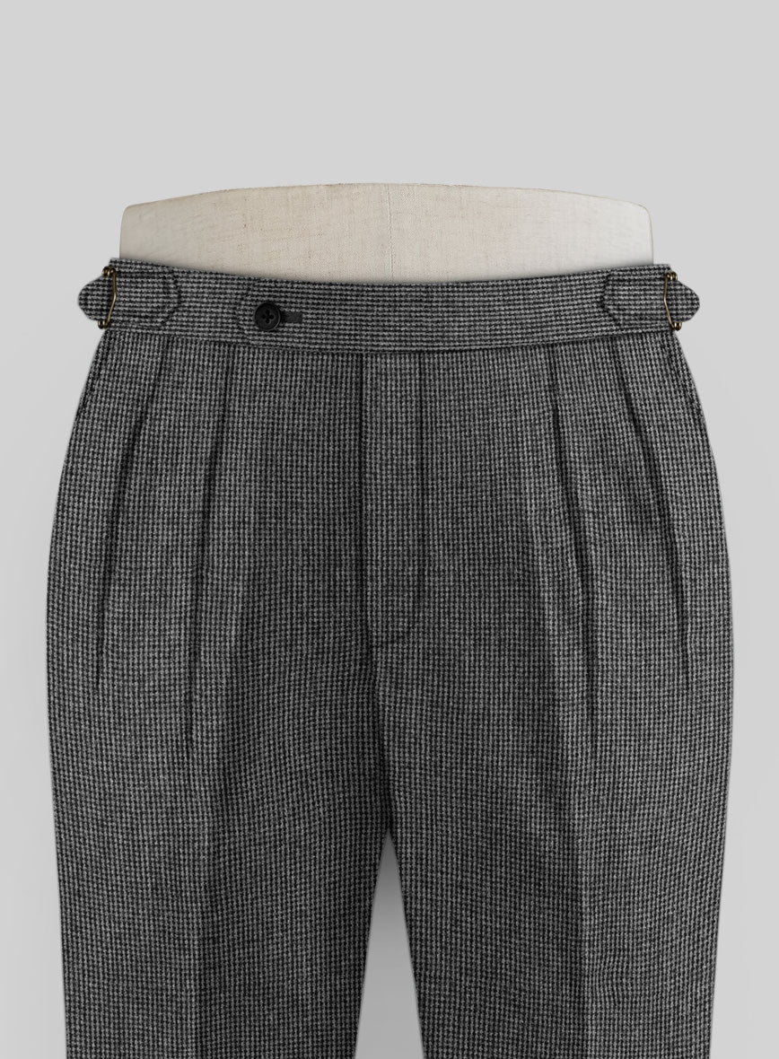 Vintage Gray Macro Weave Highland Tweed Trousers - Image 2