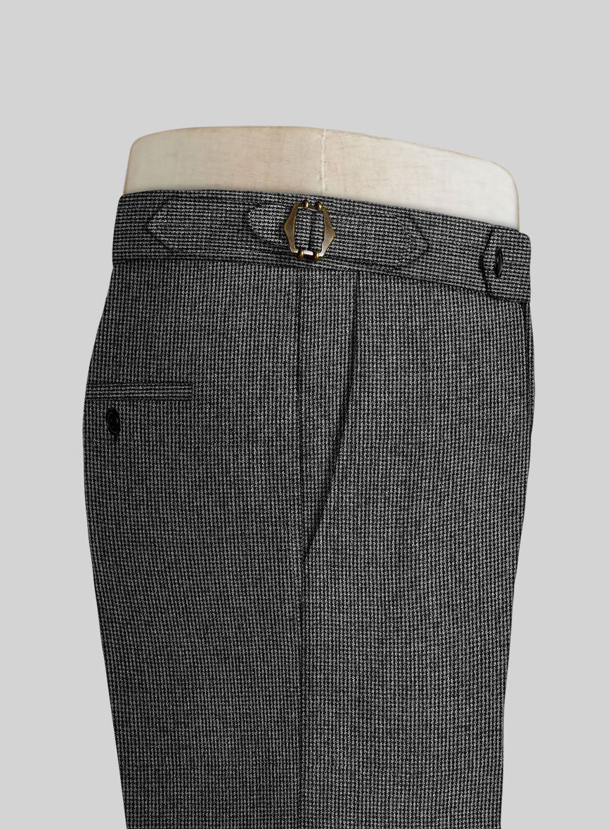 Vintage Gray Macro Weave Highland Tweed Trousers - Image 3