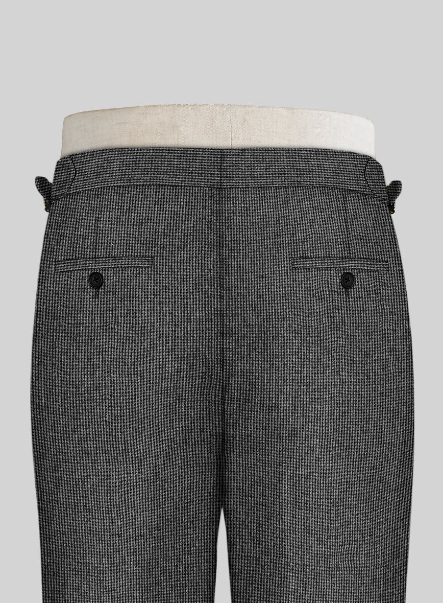Vintage Gray Macro Weave Highland Tweed Trousers - Image 4