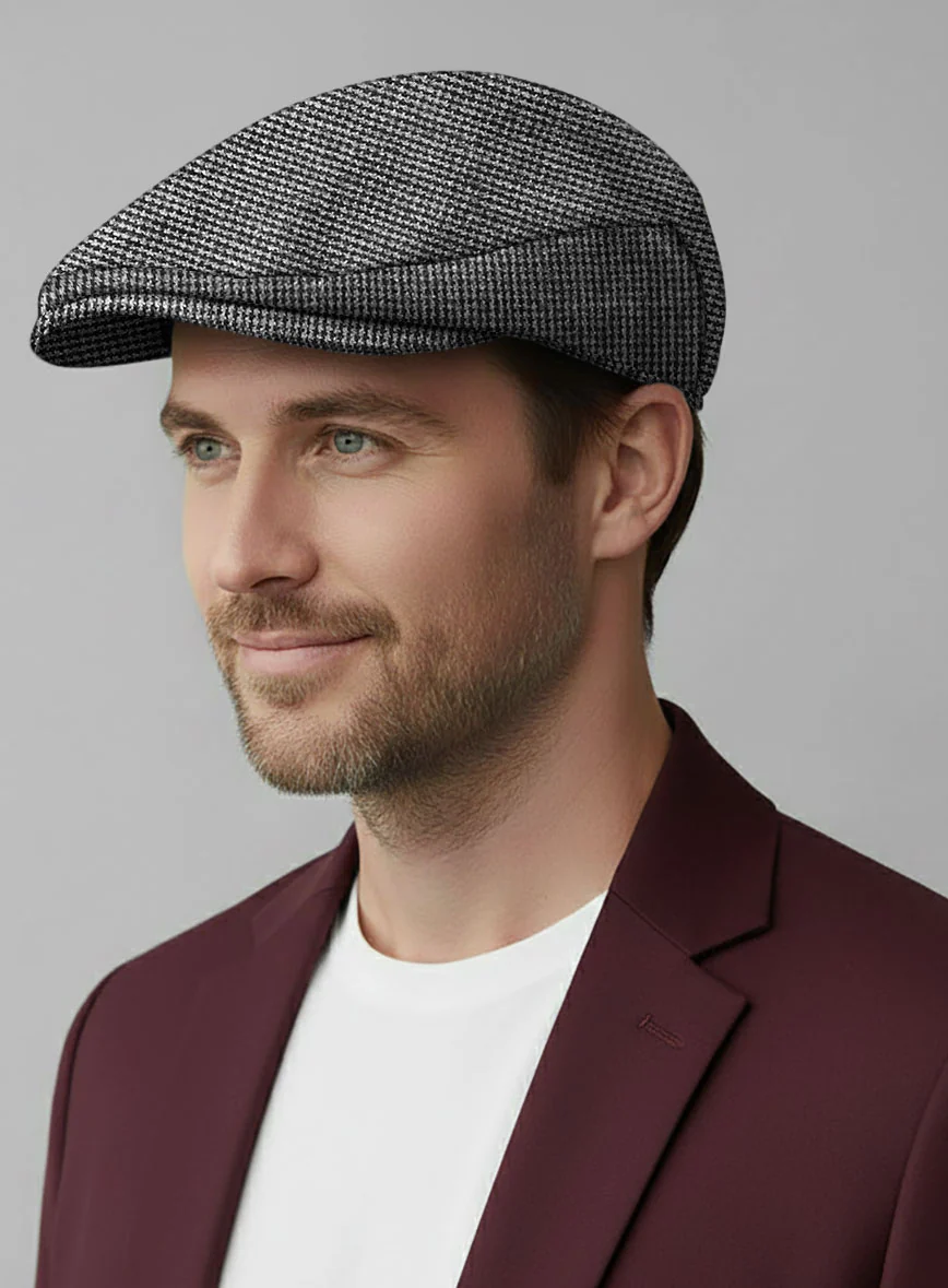 Vintage Gray Macro Weave Tweed Flat Cap - Image 2