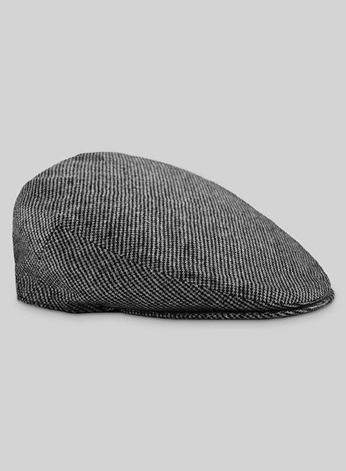 Vintage Gray Macro Weave Tweed Flat Cap - Image 3