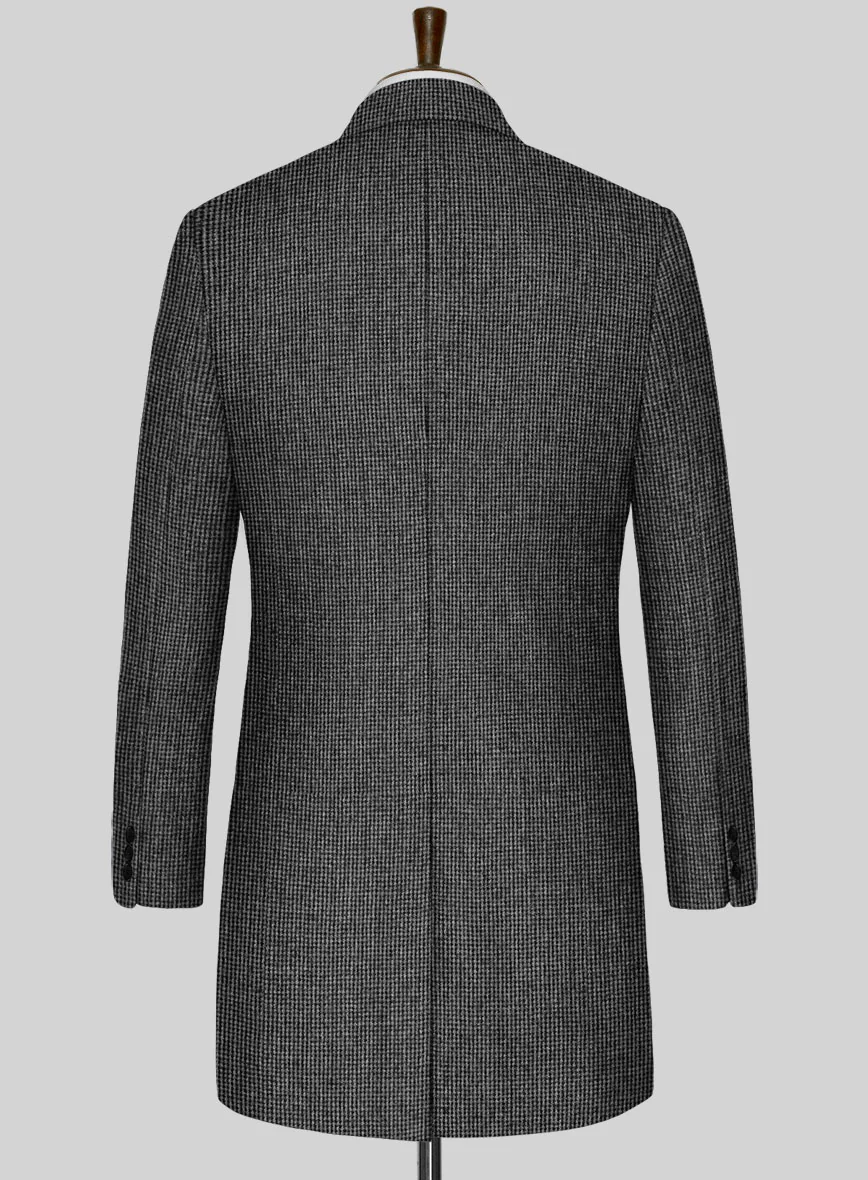 Vintage Gray Macro Weave Tweed Overcoat - Image 3