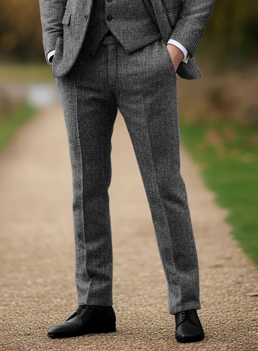 Vintage Gray Macro Weave Tweed Pants - Image 2