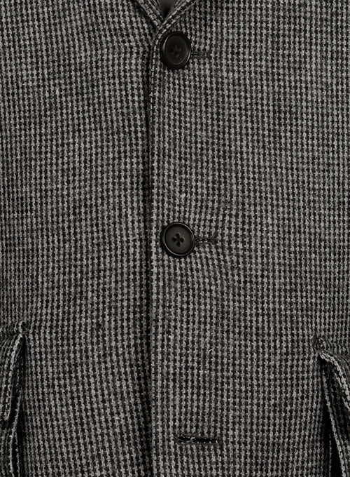 Vintage Gray Macro Weave Tweed Scottish Style Jacket - Image 8