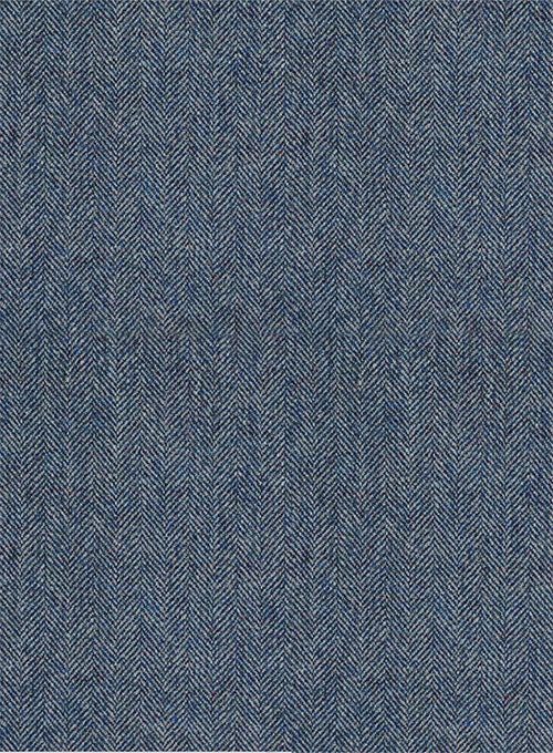 Vintage Herringbone Blue Tweed Overcoat - Image 4