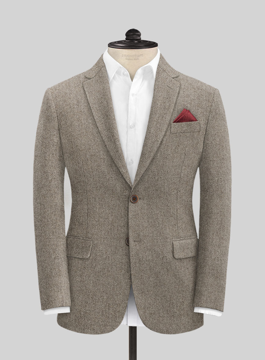 Vintage Herringbone Brown Tweed Jacket - Image 3