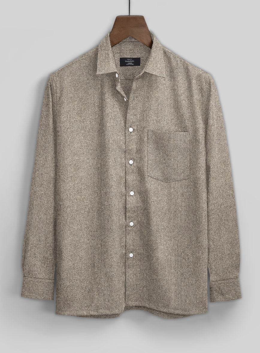 Vintage Herringbone Brown Tweed Shirt - Image 3