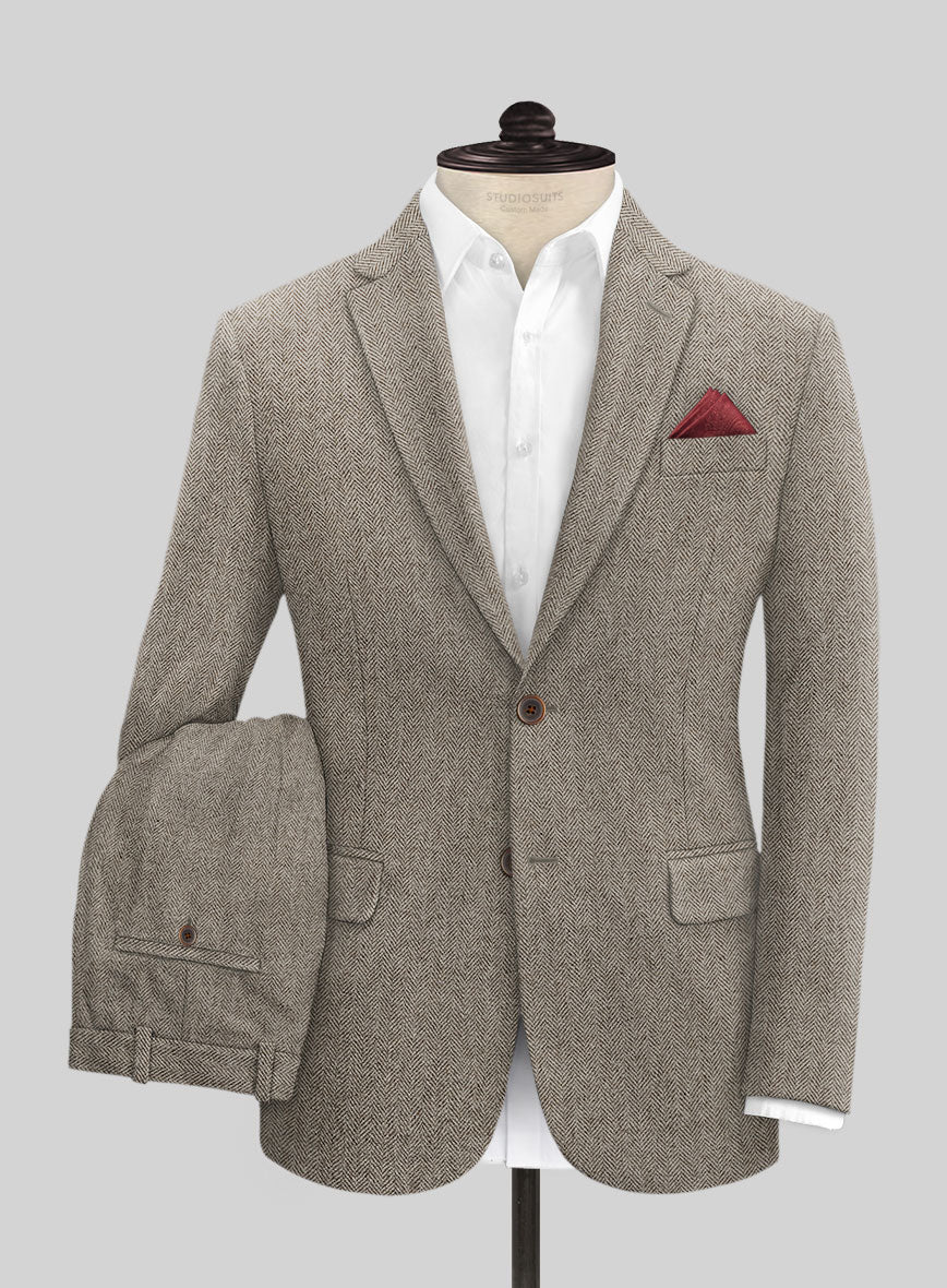 Vintage Herringbone Brown Tweed Suit - Image 2