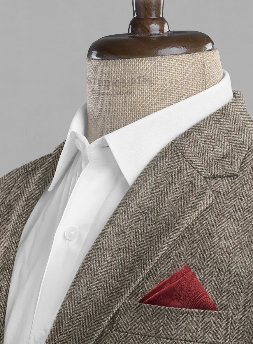 Vintage Herringbone Brown Tweed Suit - Image 5