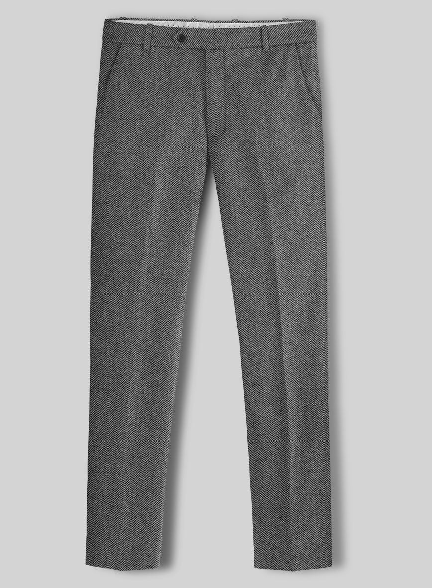 Vintage Herringbone Gray Tweed Pants - Image 2