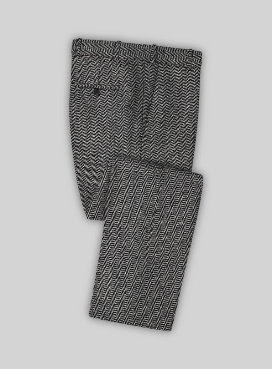 Vintage Herringbone Gray Tweed Pants - Image 3