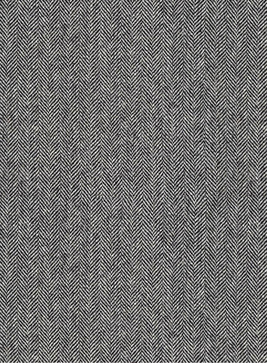 Vintage Herringbone Gray Tweed Pants - Leather Trims - Image 3