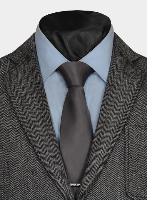 Vintage Herringbone Gray Tweed Patch Pocket Jacket - Image 3