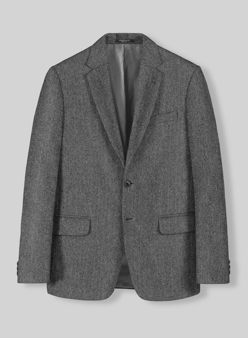 Vintage Herringbone Gray Tweed Suit - Image 3