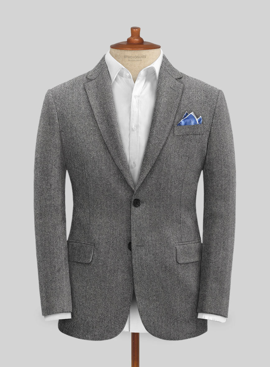 Vintage Herringbone Gray Tweed Suit - Image 5