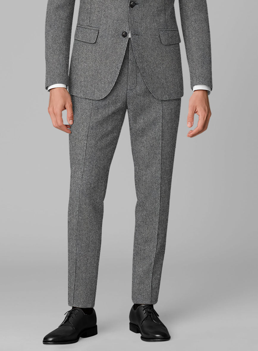 Vintage Herringbone Gray Tweed Suit - Image 7