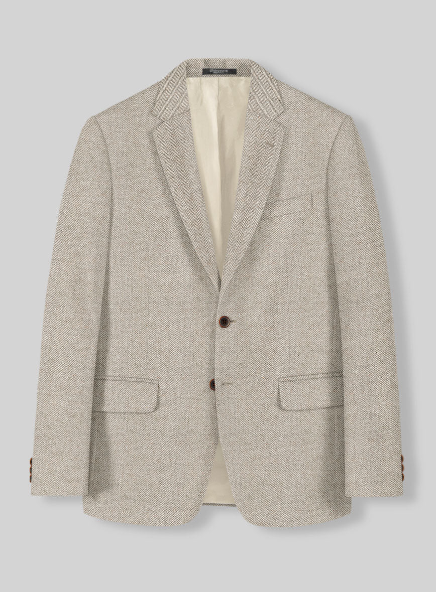Vintage Herringbone Light Beige Tweed Suit - Image 3