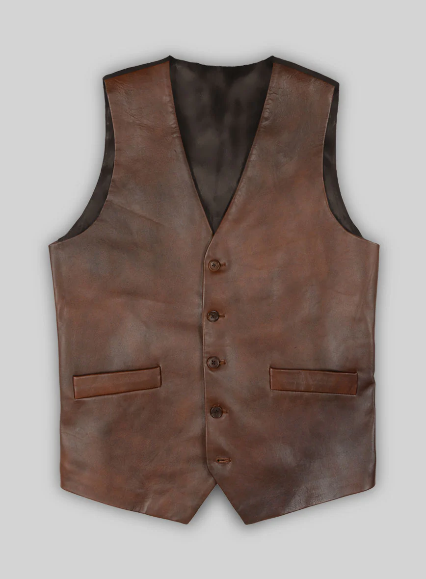 Vintage Dark Brown Herringbone Tweed Suit - Leather Trims - Image 9