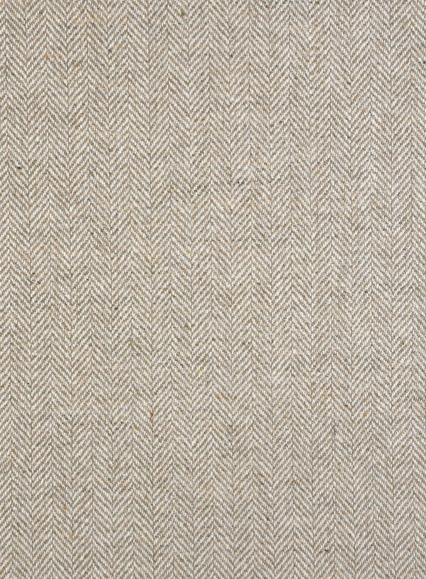 Vintage Herringbone Light Beige Tweed Suit - Leather Trims - Image 7