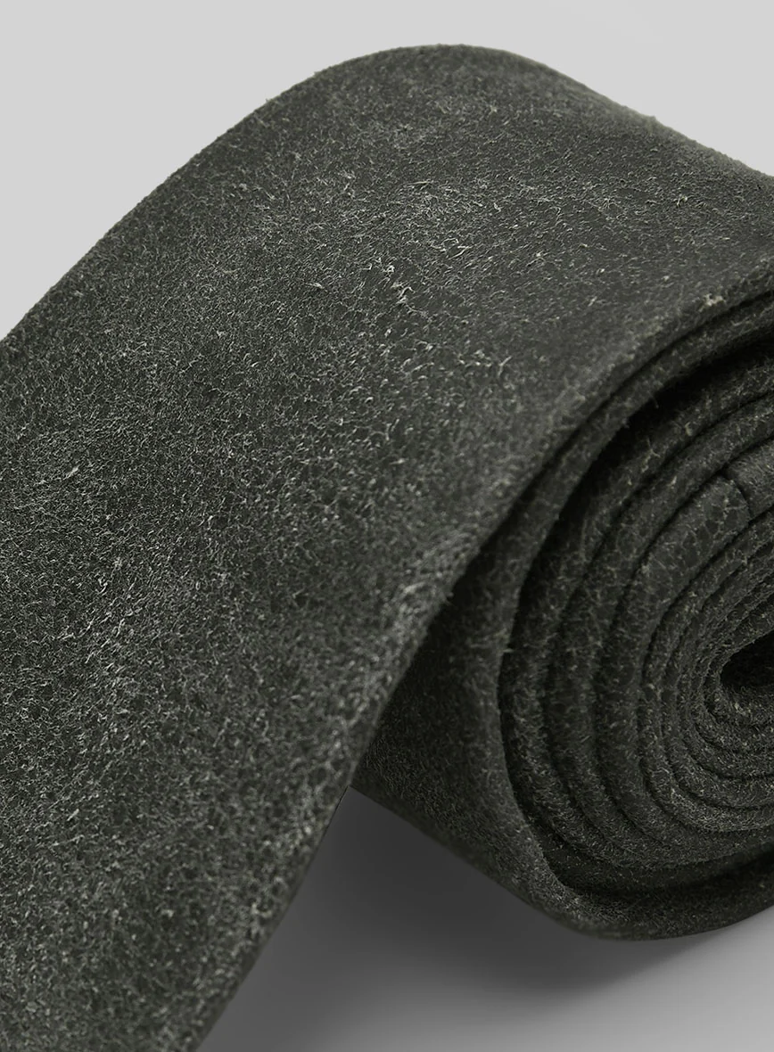 Vintage Italian Olive Leather Tie - Image 3