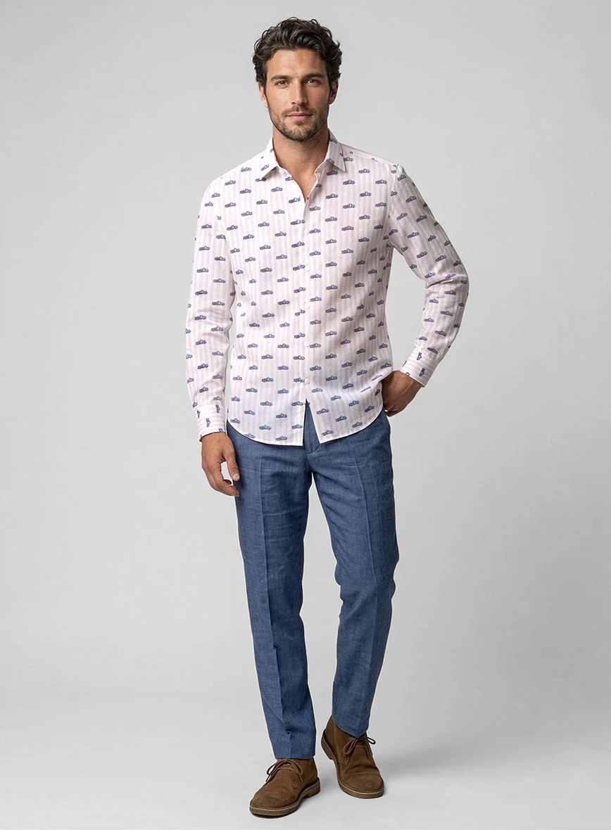 Vintage Motif Feather Cotton Shirt - Image 4