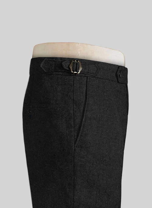 Vintage Plain Black Highland Tweed Trousers - Image 3