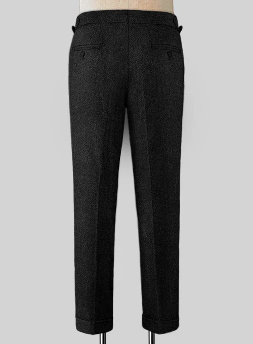 Vintage Plain Black Highland Tweed Trousers - Image 4