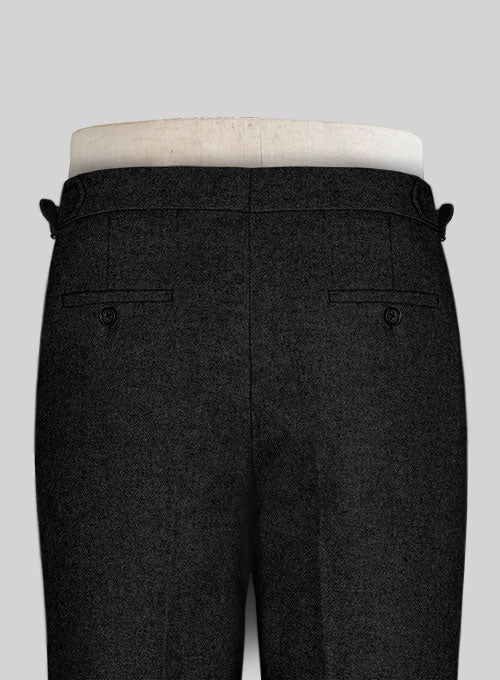 Vintage Plain Black Highland Tweed Trousers - Image 6