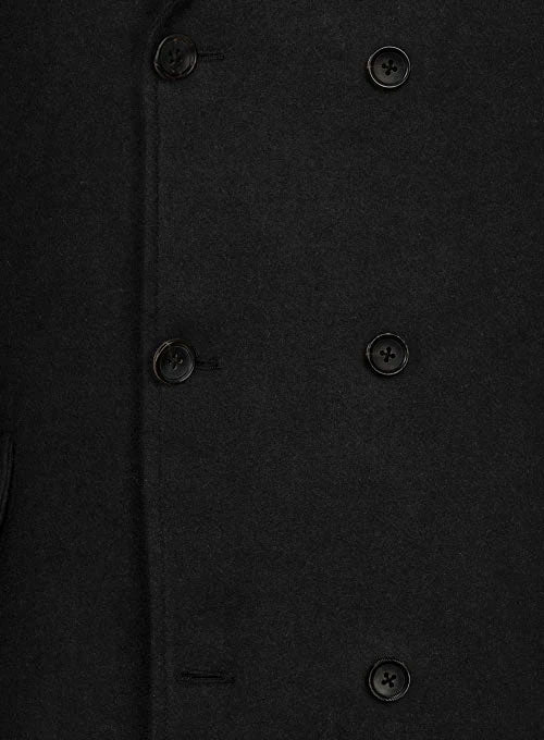 Vintage Plain Black Tweed GQ Overcoat - Image 4