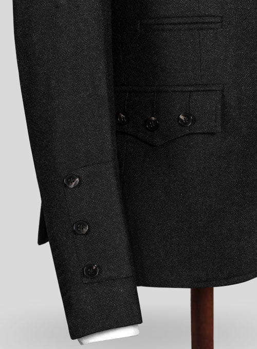 Vintage Plain Black Tweed Kilt Jacket - Image 4