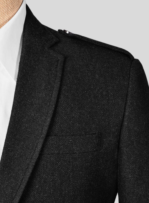 Vintage Plain Black Tweed Kilt Jacket - Image 6