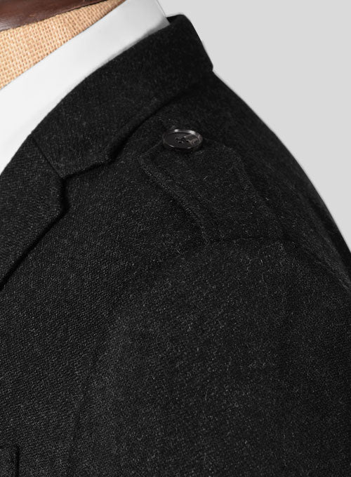 Vintage Plain Black Tweed Kilt Jacket - Image 7