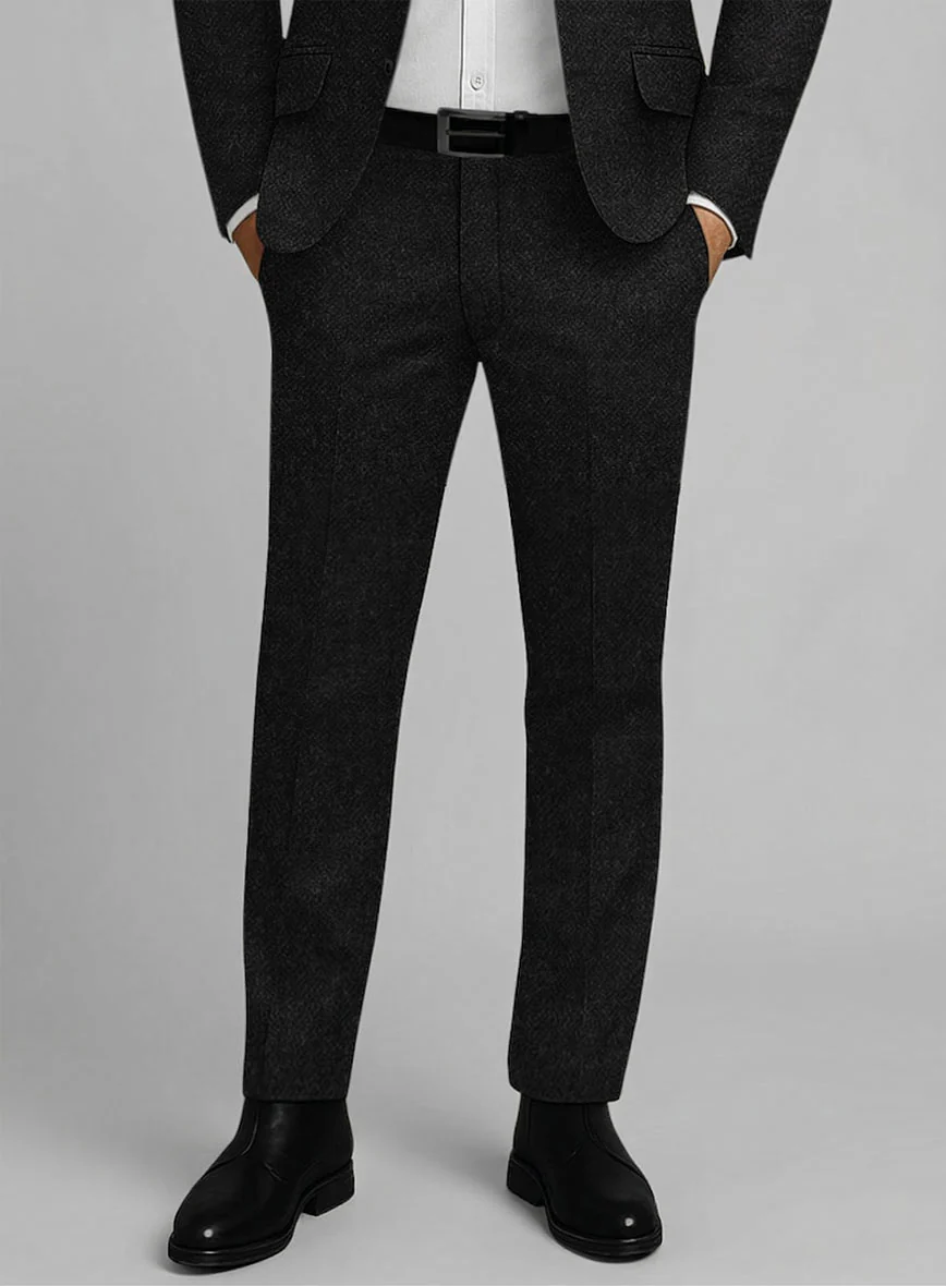 Vintage Plain Black Tweed Suit - Image 7