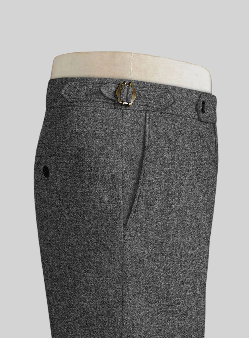 Vintage Plain Dark Gray Tweed Highland Trousers - Image 3