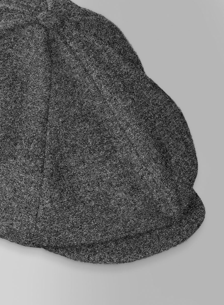 Vintage Plain Dark Gray Tweed Newsboy Cap - Image 4