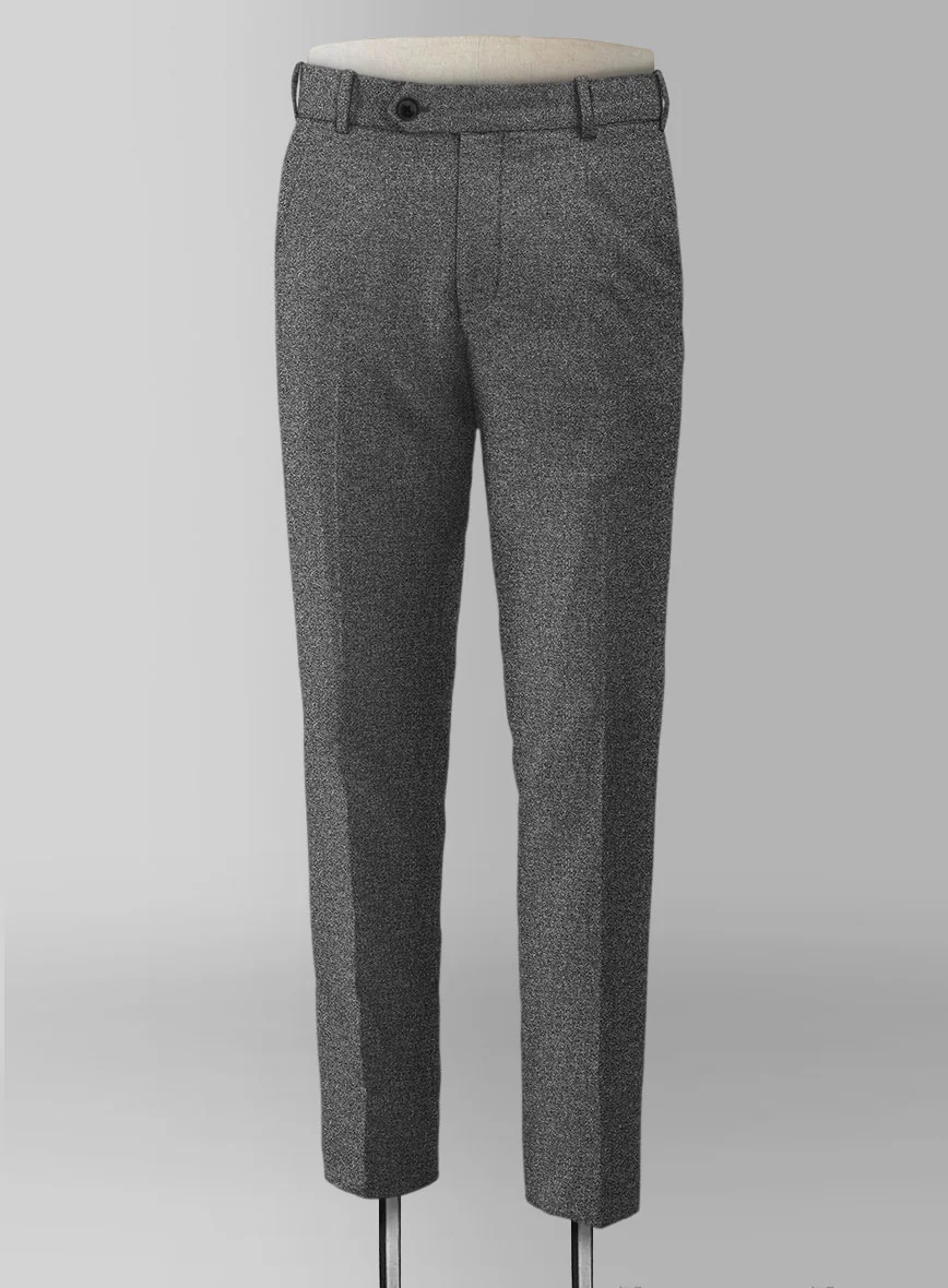 Vintage Plain Dark Gray Tweed Pants - Image 3