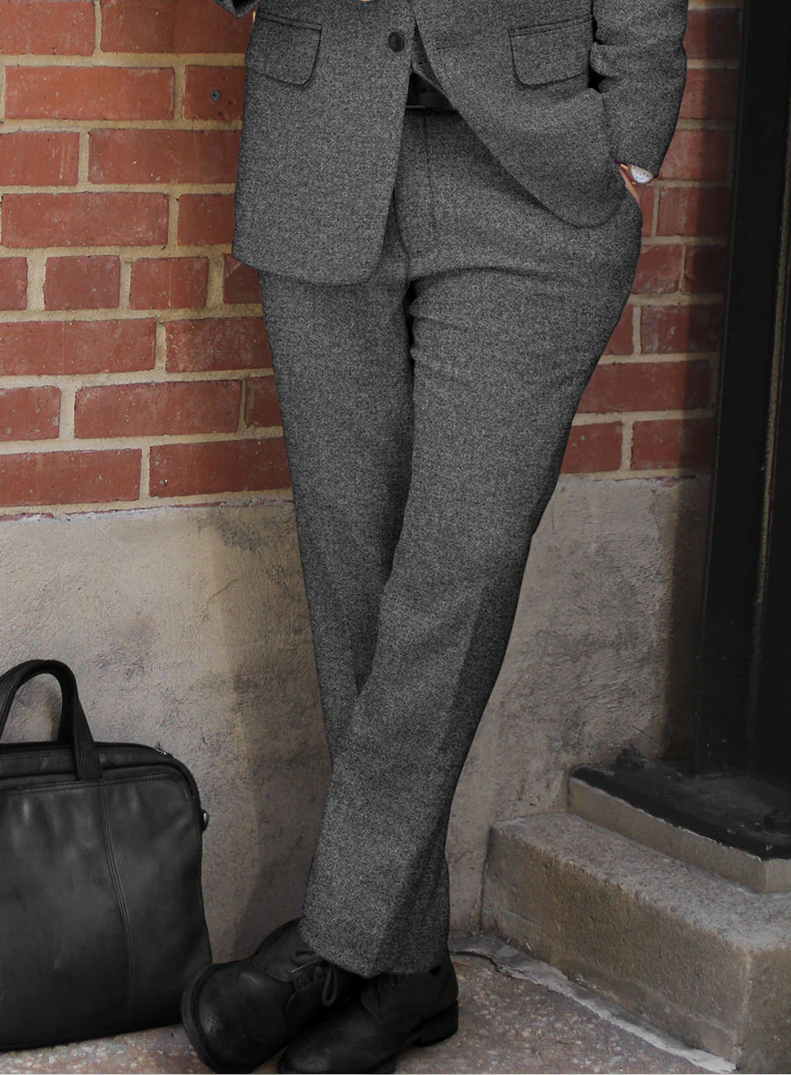 Vintage Plain Dark Gray Tweed Suit - Image 12