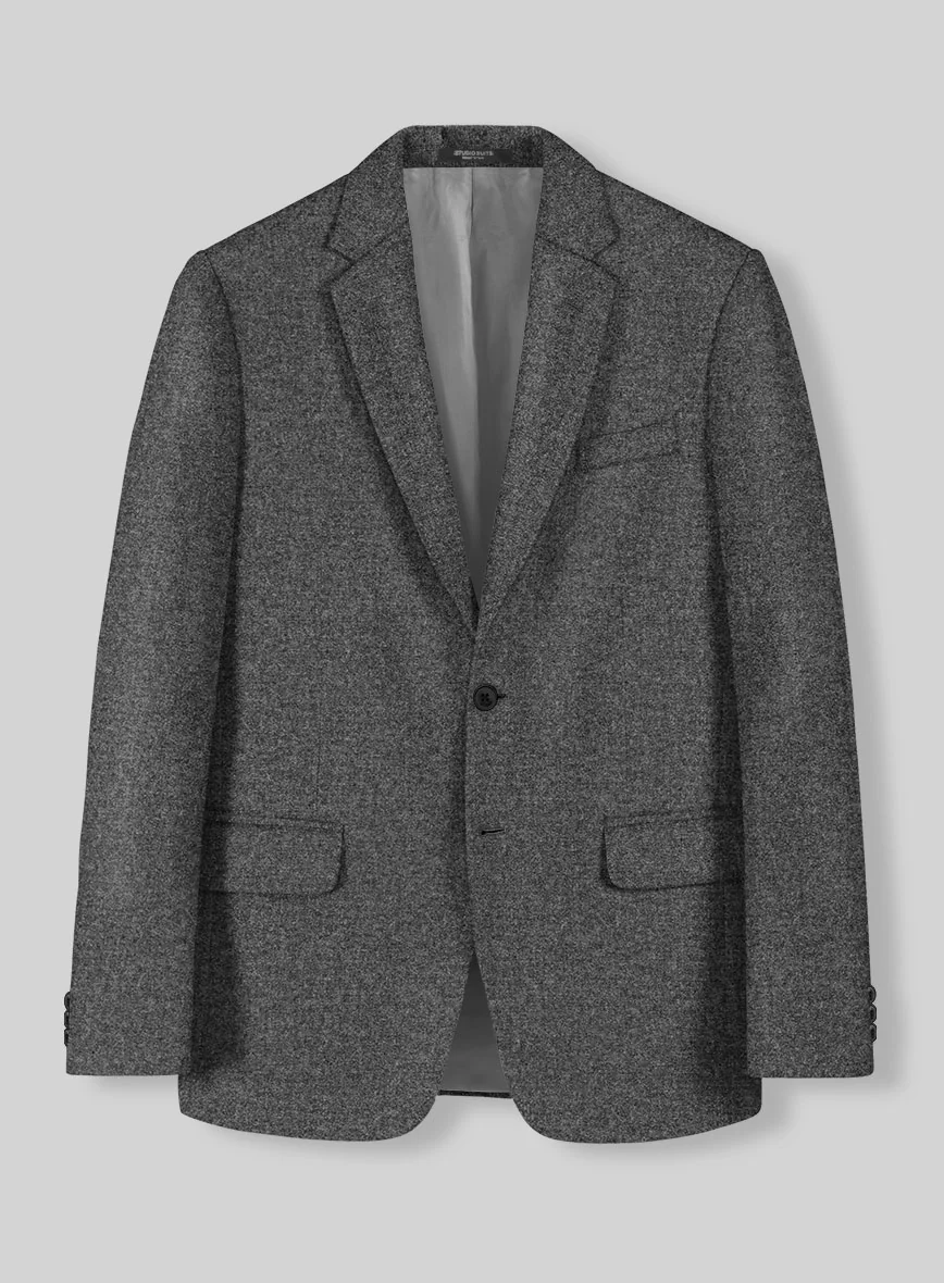 Vintage Plain Dark Gray Tweed Suit - Image 4