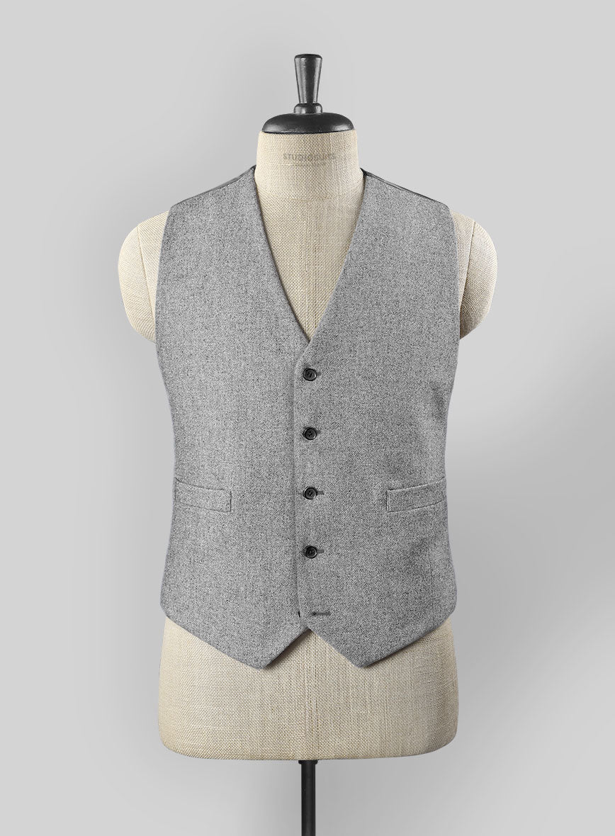 Vintage Plain Gray Tweed Waist Coat - Image 2