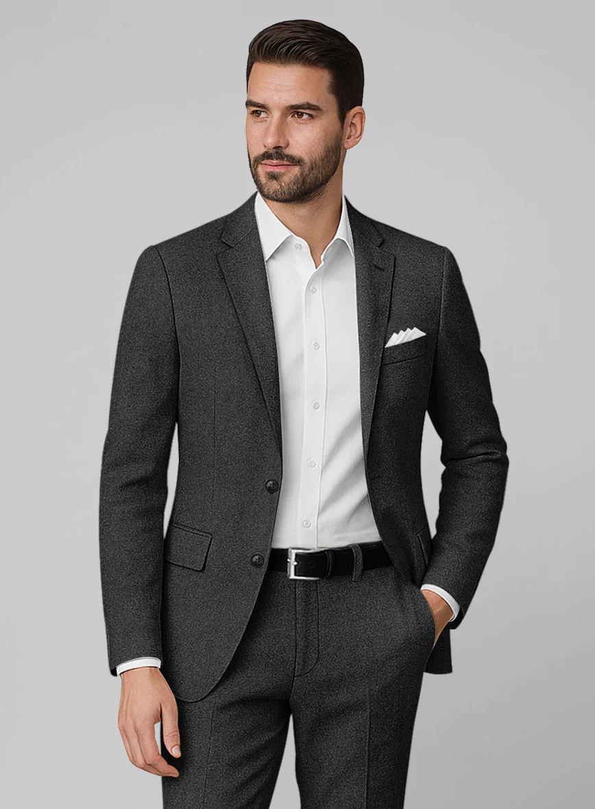 Vintage Rope Weave Charcoal Tweed Suit - Image 5