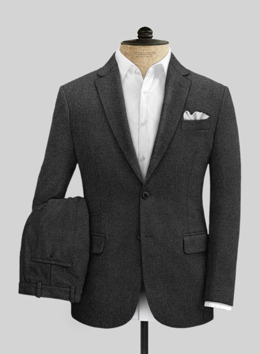 Vintage Rope Weave Charcoal Tweed Suit - Image 2