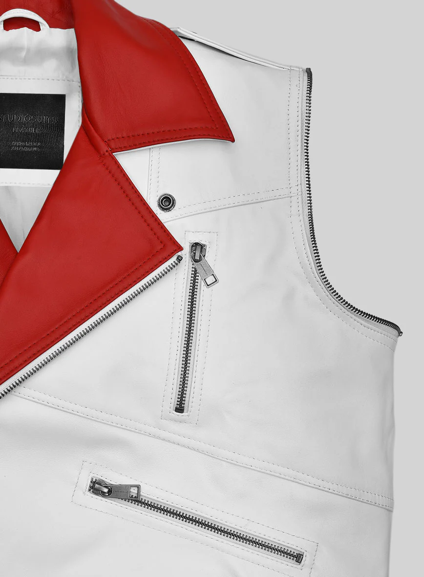 Volante White Leather Vest - Image 4