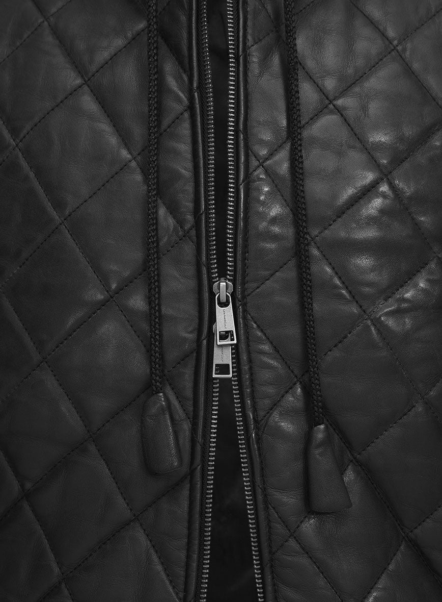 Vortex Hooded Black Leather Vest - Image 3