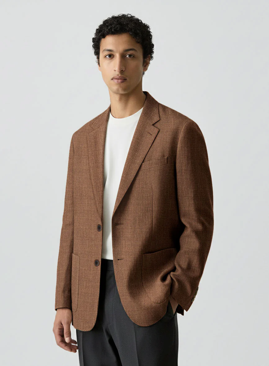 Walnut Brown Hopsack Unlined Blazer - Image 2