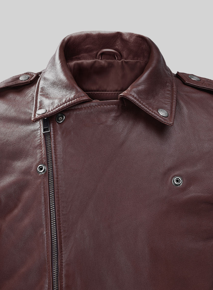 Wanderer Burgundy Riding Leather Jacket - Image 2